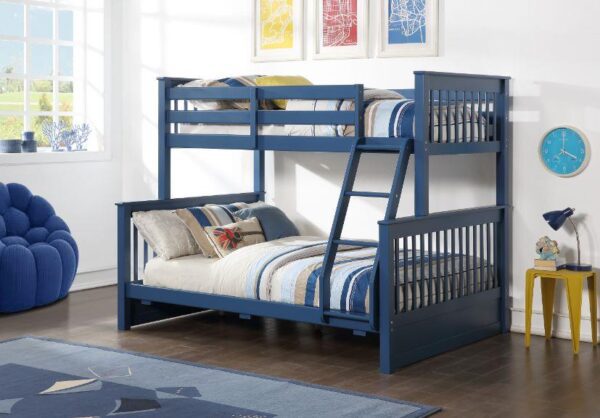 Hallie Twin over Full Bunk Bed with 2 Drawers in Navy Blue