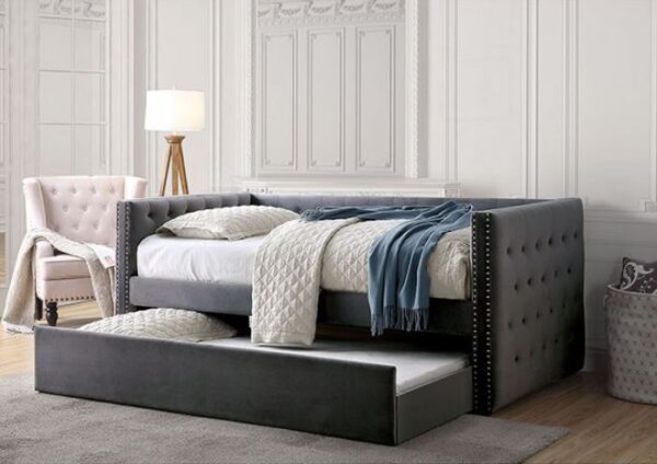 Anna Twin Size Daybed with Trundle (Navy, Black and Gray)