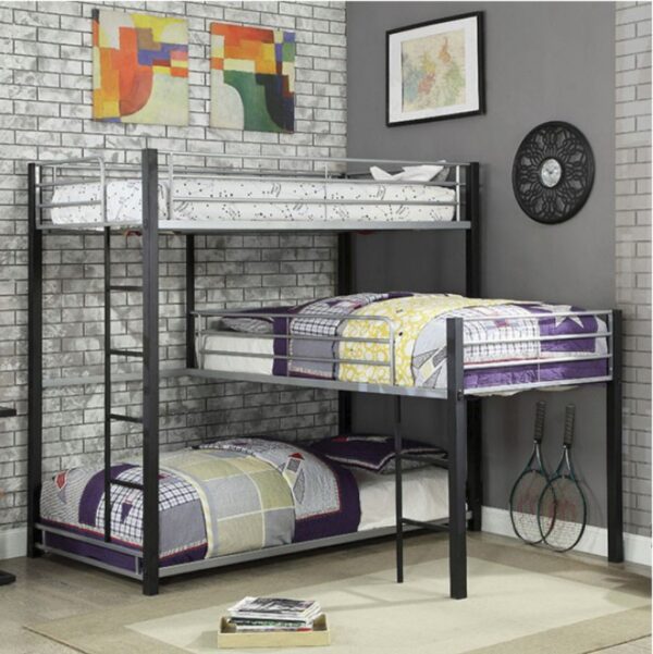 Audrey Triple TwinBunk Bed in Sand Black and Silver - Image 3