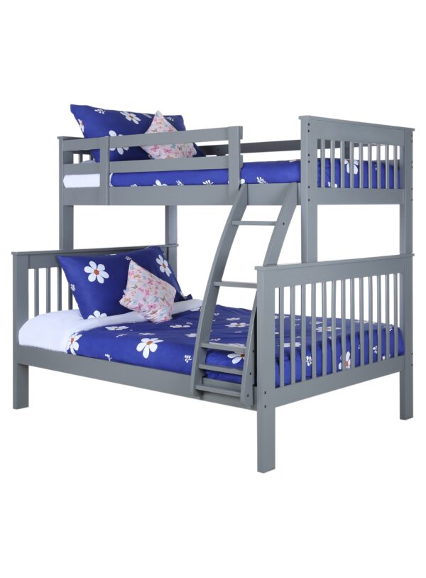 Barci Twin over Full Bunk Bed (White, Gray & Espresso)
