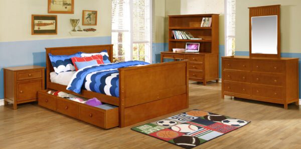 Beadboard Full Size Panel Bed (White, Rustic Pecan & Espresso) - Image 2