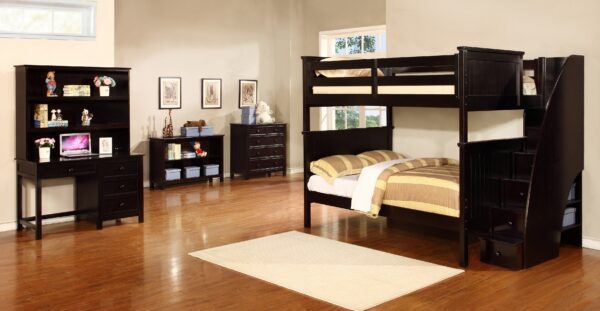 Beadboard Full over Full Bunk Bed (White, Rustic Pecan & Espresso) - Image 4