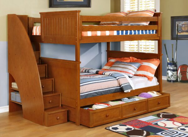 Beadboard Full over Full Bunk Bed (White, Rustic Pecan & Espresso) - Image 3