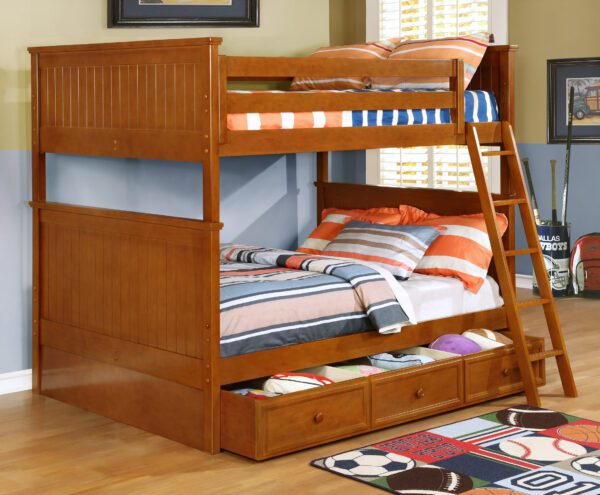 Beadboard Full over Full Bunk Bed (White, Rustic Pecan & Espresso) - Image 2