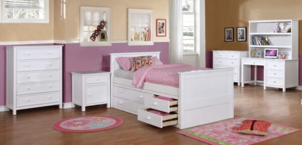 Beadboard Twin Size Panel Bed (White, Rustic Pecan & Espresso)