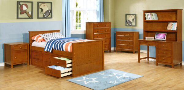 Beadboard Twin Size Panel Bed (White, Rustic Pecan & Espresso) - Image 2