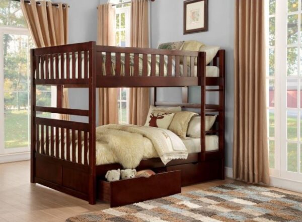 Belden Full over Full Bunk Bed with Ladder (Grey, White, Natural, Dark Cherry) - Image 3