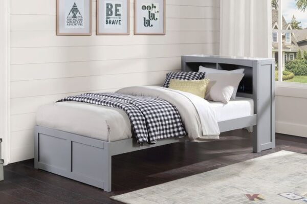 Belden Twin Size Bookcase Headboard Bed (White, Grey, Natural and Dark Cherry) - Image 4