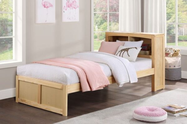 Belden Twin Size Bookcase Headboard Bed (White, Grey, Natural and Dark Cherry) - Image 6