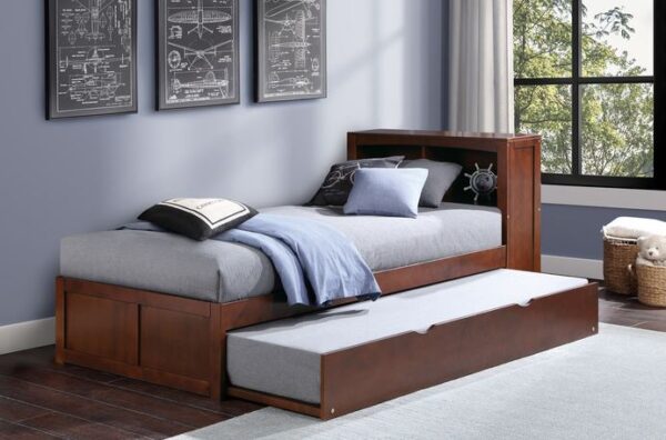 Belden Twin Size Bookcase Headboard Bed (White, Grey, Natural and Dark Cherry) - Image 5
