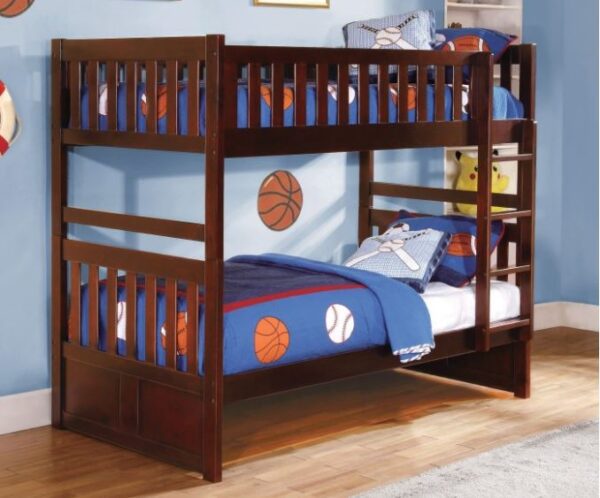 Belden Twin over Twin Bunk Bed with Ladder (Grey, White, Natural, Dark Cherry) - Image 3