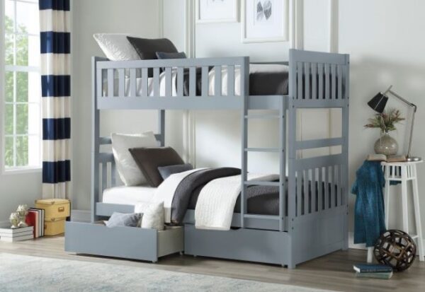 Belden Twin over Twin Bunk Bed with Ladder (Grey, White, Natural, Dark Cherry)