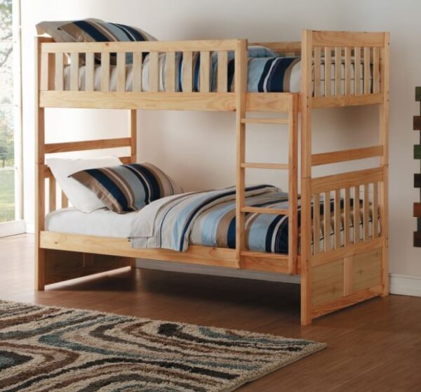 Belden Twin over Twin Bunk Bed with Ladder (Grey, White, Natural, Dark Cherry) - Image 4