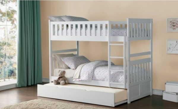 Belden Twin over Twin Bunk Bed with Ladder (Grey, White, Natural, Dark Cherry) - Image 2