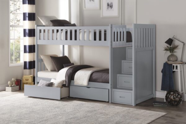Belden Twin over Twin Bunk Bed (Grey, White, Natural, Dark Cherry)