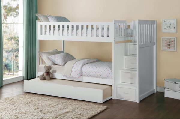 Belden Twin over Twin Bunk Bed (Grey, White, Natural, Dark Cherry) - Image 3