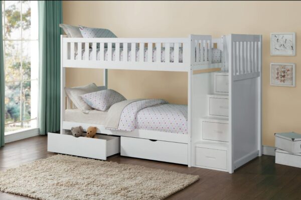 Belden Twin over Twin Bunk Bed (Grey, White, Natural, Dark Cherry) - Image 2