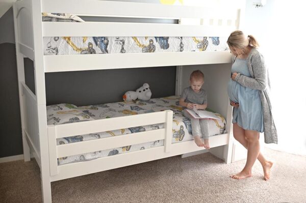 Maxtrix Twin Medium Bunk Bed with 1/2 Guard Rail ((White, Natural and Chestnut) - Image 2