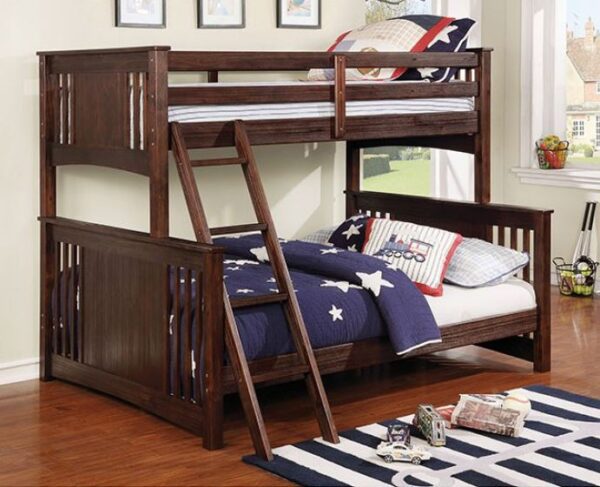 Crestline Twin over Full Bunk Bed (Wire-Brushed Dark Walnut, White, Oak and Dark Walnut) - Image 3