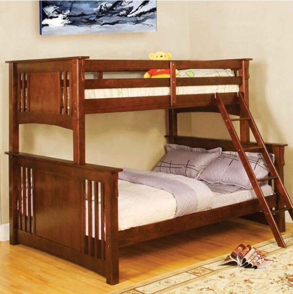Crestline Twin over Full Bunk Bed (Wire-Brushed Dark Walnut, White, Oak and Dark Walnut) - Image 4