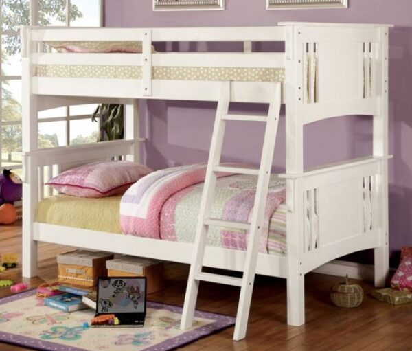 Crestline Twin over Twin Bunk Bed (White and Dark Walnut) - Image 2