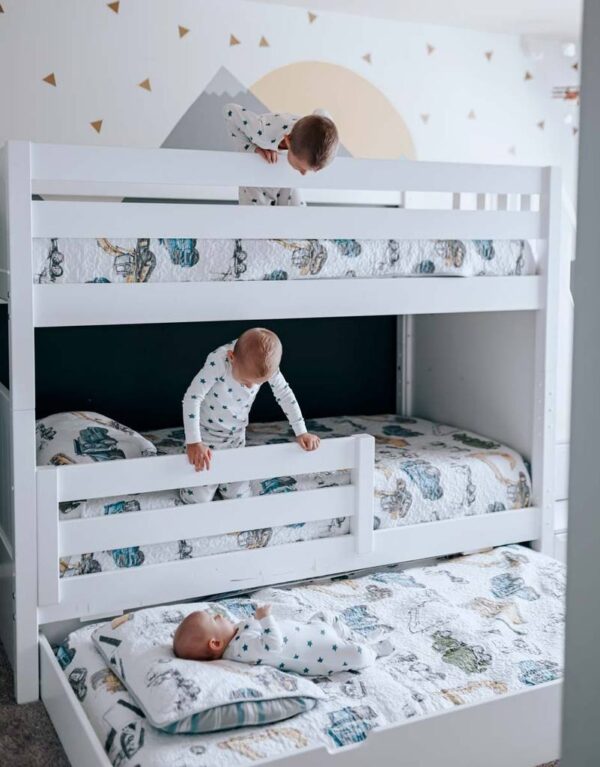 Maxtrix Twin Medium Bunk Bed with 1/2 Guard Rail ((White, Natural and Chestnut) - Image 4