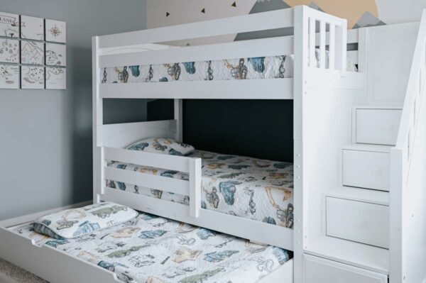 Maxtrix Twin Medium Bunk Bed with 1/2 Guard Rail ((White, Natural and Chestnut) - Image 3