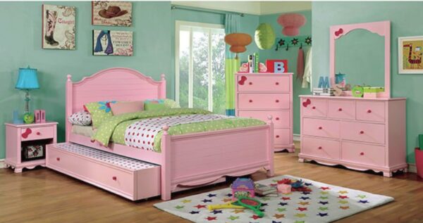 Dani Curved Headboard Bed (White & Pink) - Image 3