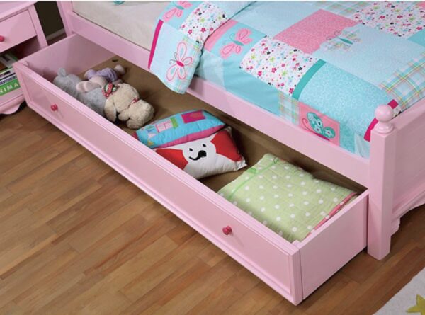 Dani Curved Headboard Bed (White & Pink) - Image 2