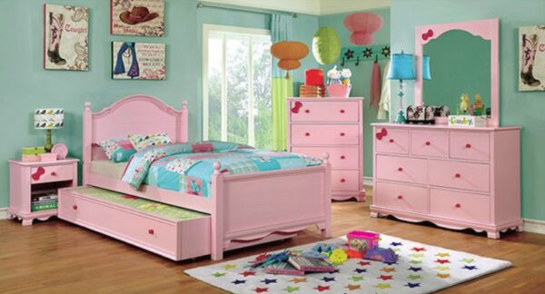Dani Curved Headboard Bed (White & Pink) - Image 4