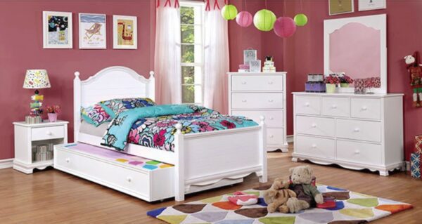 Dani Curved Headboard Bed (White & Pink) - Image 7