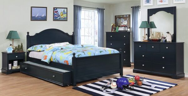 Diana Beadboard Bed (Gray and Blue) - Image 3