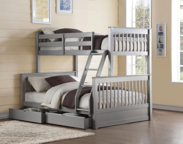 Hallie Twin over Full Bunk Bed with 2 Drawers in Gray