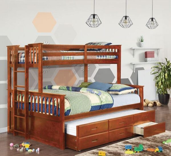Harvard Twin XL over Queen Bunk Bed (Dark Walnut and Oak