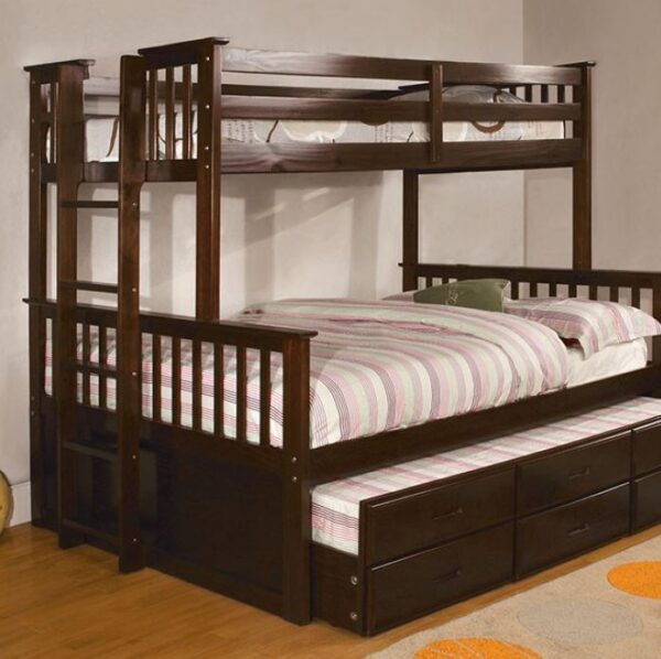 Harvard Twin over Full Bunk Bed (Dark Walnut and Oak) - Image 2