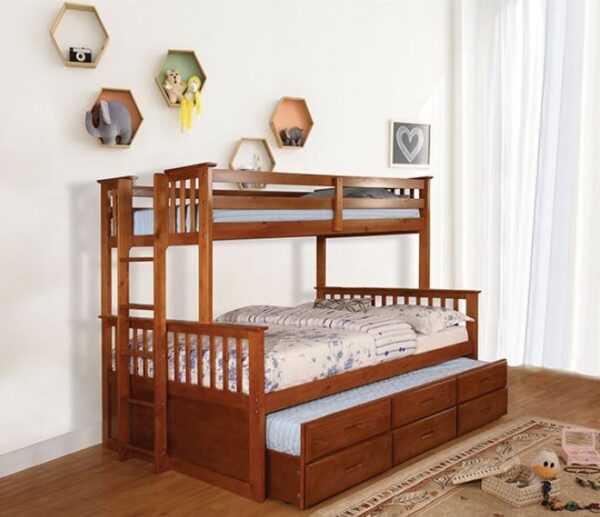 Harvard Twin over Full Bunk Bed (Dark Walnut and Oak)