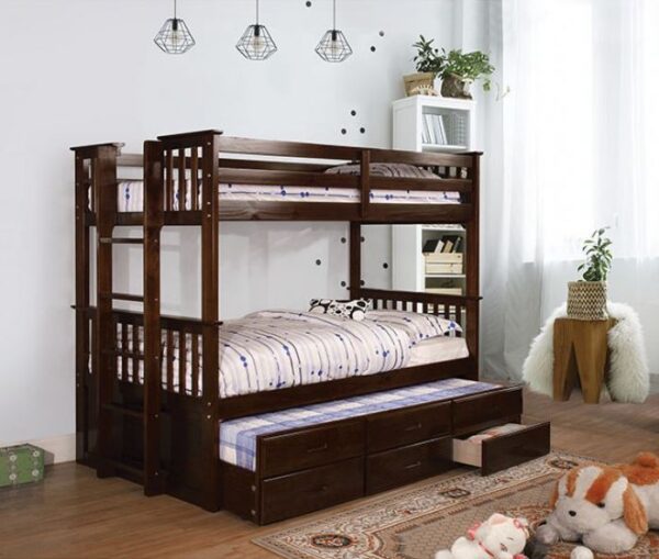 Harvard Twin over Twin Bunk Bed (Dark Walnut and Oak)