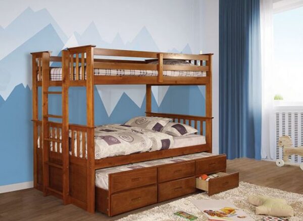 Harvard Twin over Twin Bunk Bed (Dark Walnut and Oak) - Image 2