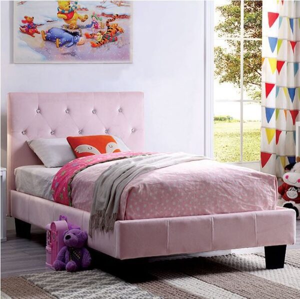 Helen Crystal Tufted Bed in Pink