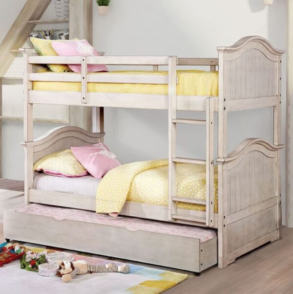 Hermione Twin over Twin Bunk Bed (Washed White and Black)