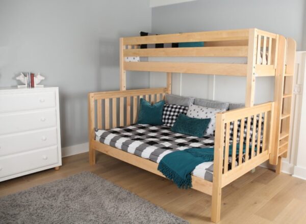 Maxtrix High Twin XL over Queen Bunk Bed with Ladder (White, Natural and Chestnut)