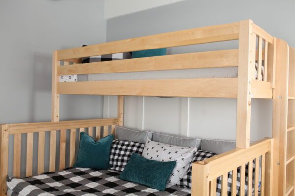 Maxtrix High Twin XL over Queen Bunk Bed with Ladder (White, Natural and Chestnut) - Image 4