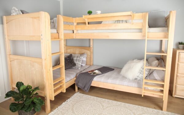 Maxtrix Twin High Corner Bunk Bed (White, Natural and Chestnut)