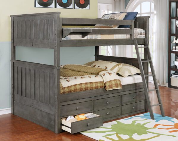 Jackson Full over Full Bunk Bed (White, Espresso, Rustic Pecan, Graphite Grey & Weathered Grey)