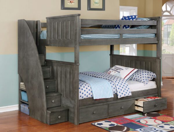 Jackson Full over Full Bunk Bed (White, Espresso, Rustic Pecan, Graphite Grey & Weathered Grey) - Image 3