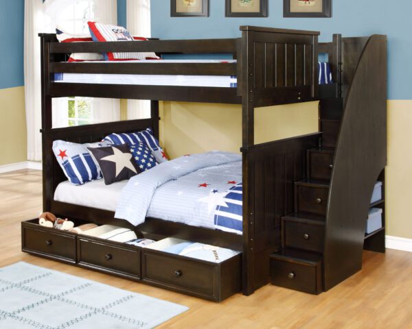 Jackson Full over Full Bunk Bed (White, Espresso, Rustic Pecan, Graphite Grey & Weathered Grey) - Image 6