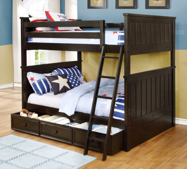 Jackson Full over Full Bunk Bed (White, Espresso, Rustic Pecan, Graphite Grey & Weathered Grey) - Image 5