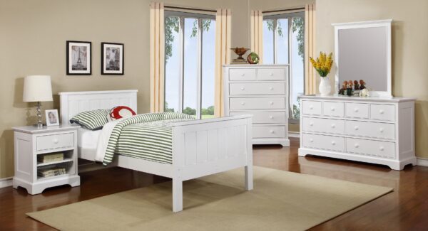 Jackson Twin Size Panel Bed (White, Espresso, Rustic Pecan, Graphite Grey & Weathered Grey) - Image 6