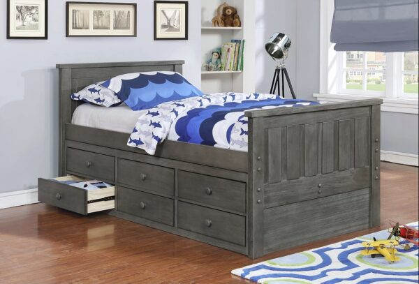 Jackson Twin Size Panel Bed (White, Espresso, Rustic Pecan, Graphite Grey & Weathered Grey) - Image 2