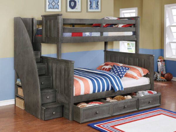 Jackson Twin over Full Bunk Bed (White, Espresso, Rustic Pecan, Graphite Grey & Weathered Grey) - Image 2